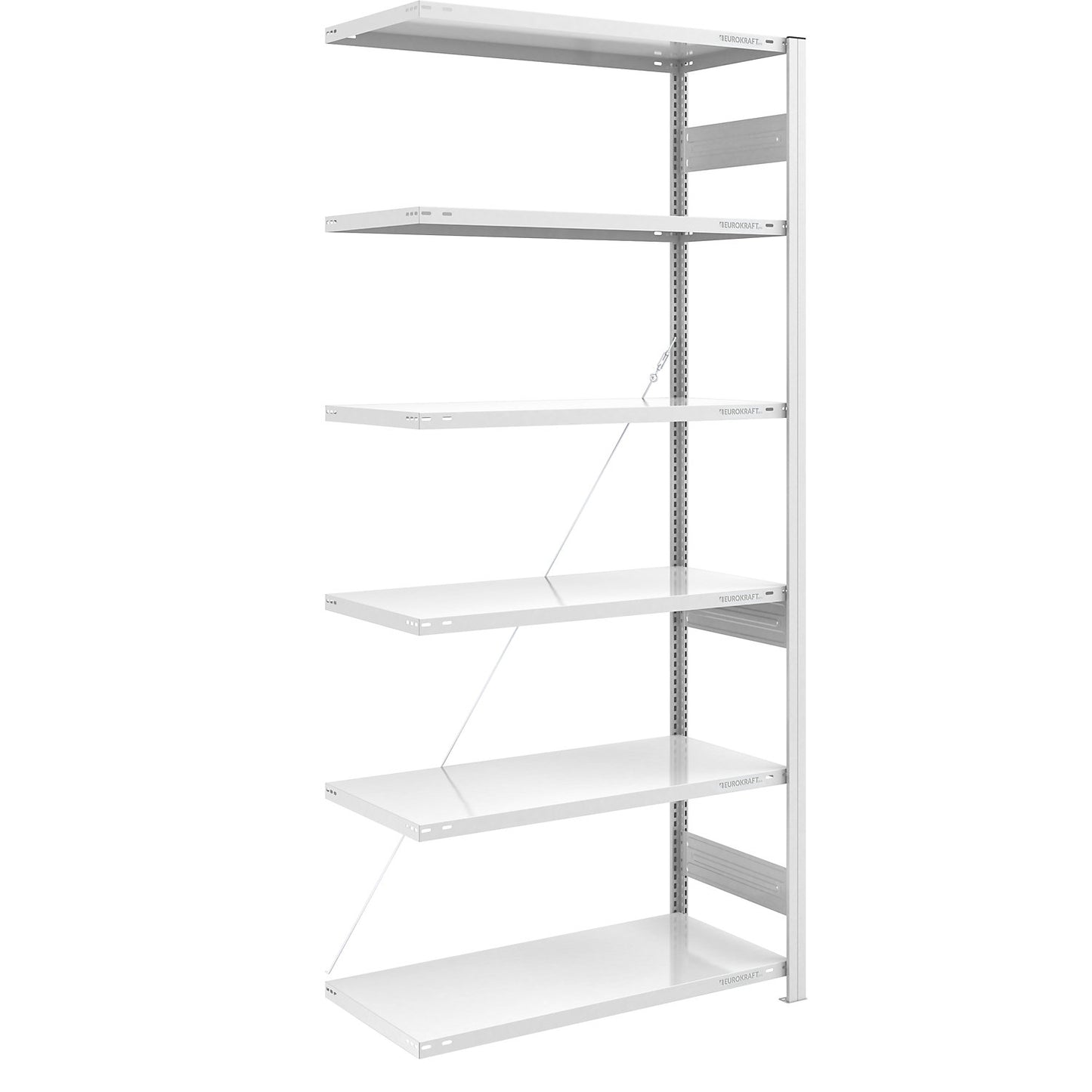 Boltless shelving unit, medium duty, single-sided, HxWxD 2500 x 1000 x 600 mm, grey, extension shelf unit.