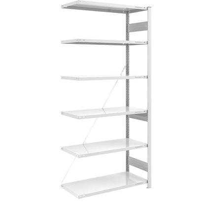 Boltless shelving unit, medium duty, single-sided, HxWxD 2500 x 1000 x 600 mm, grey, extension shelf unit.