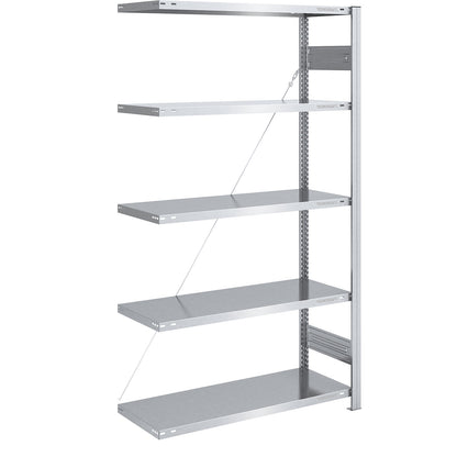Boltless shelving unit, medium duty, single-sided, HxWxD 2000 x 1000 x 500 mm, zinc plated, extension shelf unit.