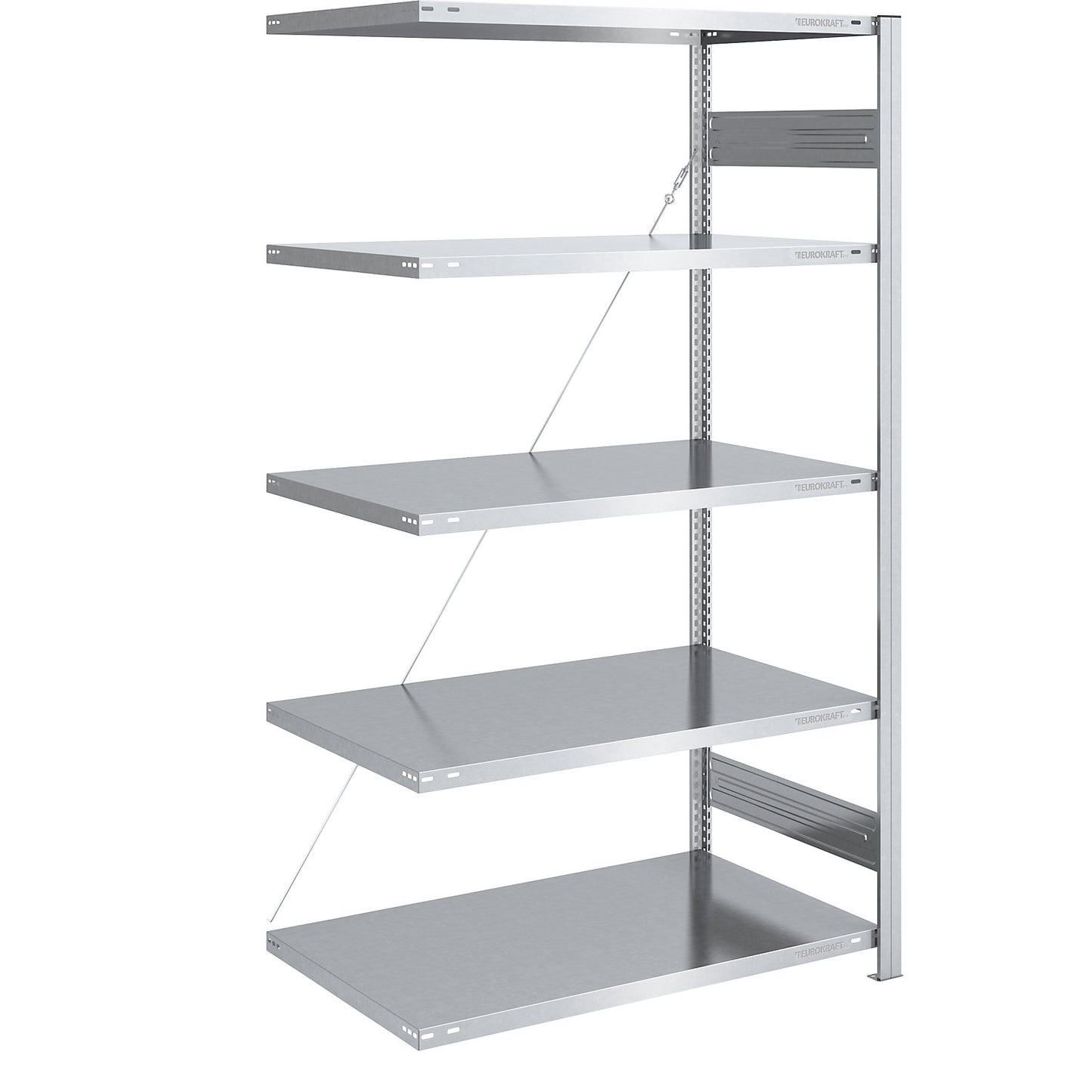 Boltless shelving unit, medium duty, single-sided, HxWxD 2000 x 1000 x 800 mm, zinc plated, extension shelf unit.
