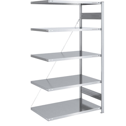Boltless shelving unit, medium duty, single-sided, HxWxD 2000 x 1000 x 800 mm, zinc plated, extension shelf unit.