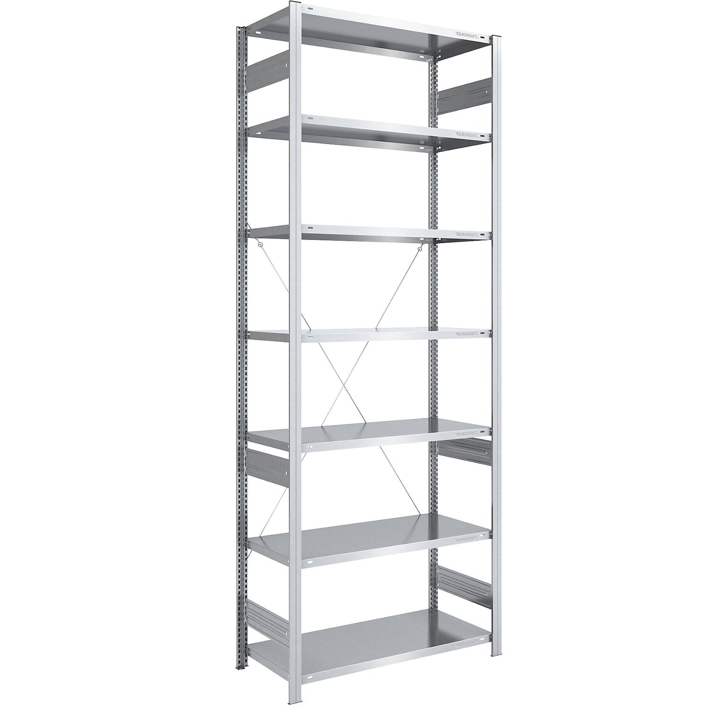 Boltless shelving unit, light duty, single-sided, HxWxD 3000 x 1000 x 600 mm, zinc plated, standard shelf unit.