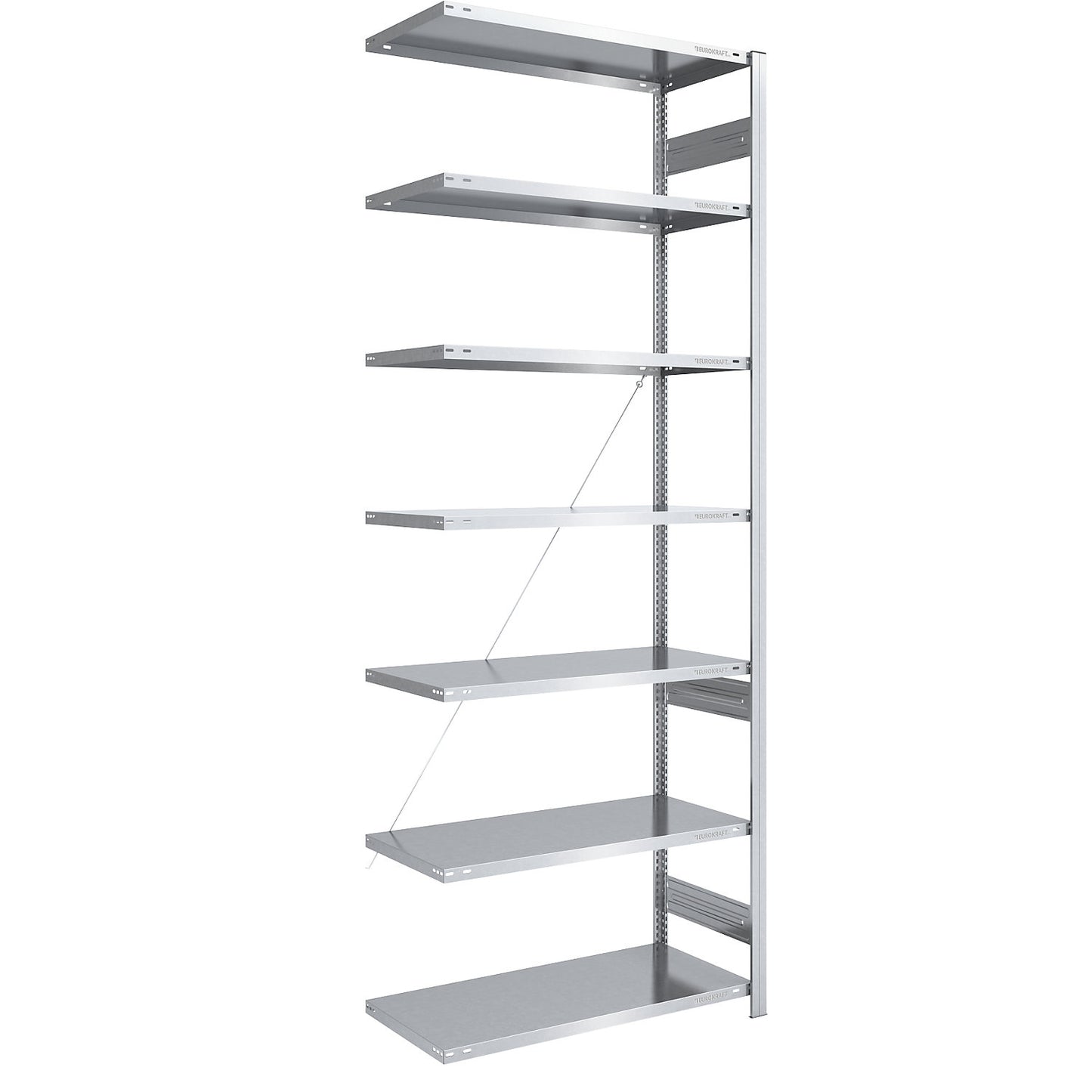 Boltless shelving unit, light duty, single-sided, HxWxD 3000 x 1000 x 600 mm, zinc plated, extension shelf unit.