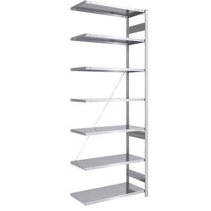 Boltless shelving unit, light duty, single-sided, HxWxD 3000 x 1000 x 600 mm, zinc plated, extension shelf unit.