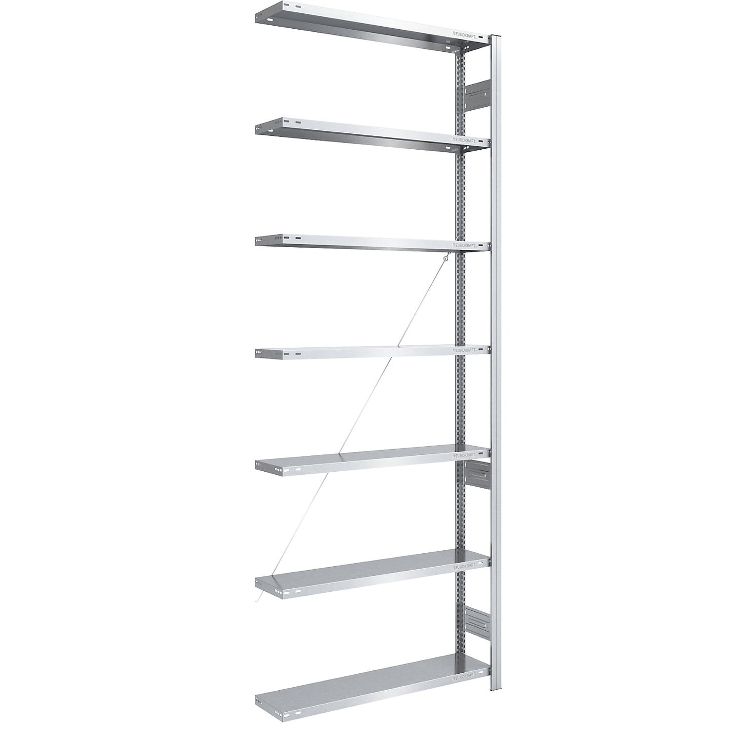 Boltless shelving unit, medium duty, single-sided, HxWxD 3000 x 1000 x 300 mm, zinc plated, extension shelf unit.