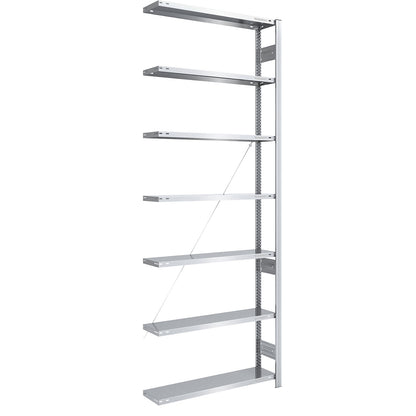 Boltless shelving unit, medium duty, single-sided, HxWxD 3000 x 1000 x 300 mm, zinc plated, extension shelf unit.