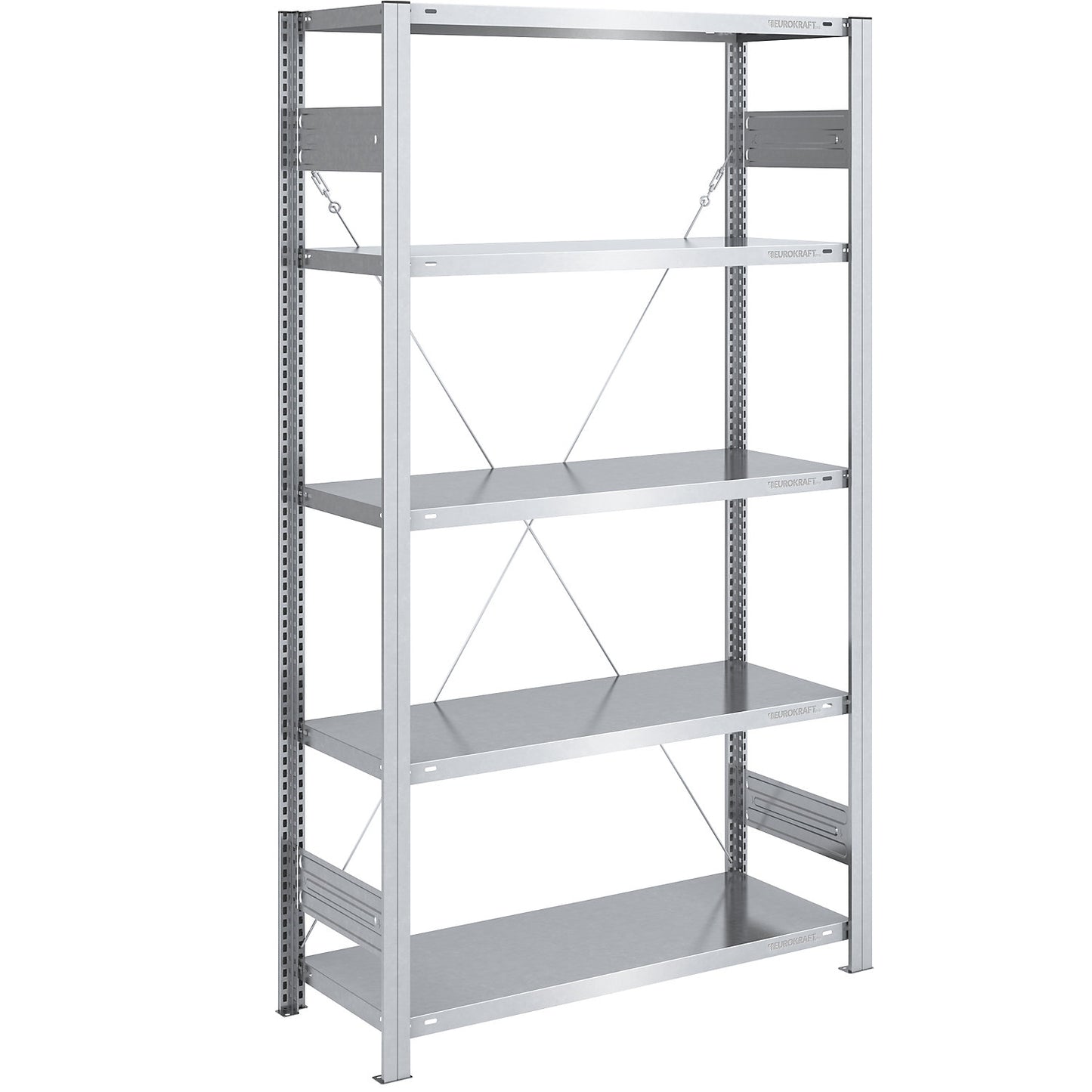 Boltless shelving unit, light duty, single-sided, HxWxD 2000 x 1000 x 500 mm, zinc plated, standard shelf unit.