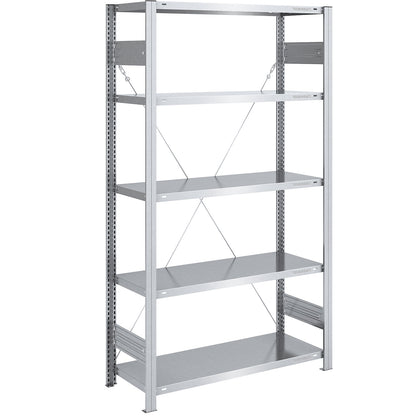 Boltless shelving unit, light duty, single-sided, HxWxD 2000 x 1000 x 500 mm, zinc plated, standard shelf unit.