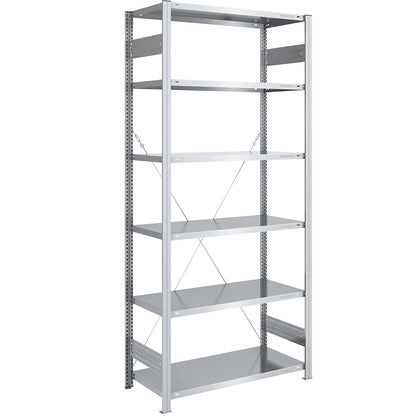 Boltless shelving unit, light duty, single-sided, HxWxD 2500 x 1000 x 600 mm, zinc plated, standard shelf unit.