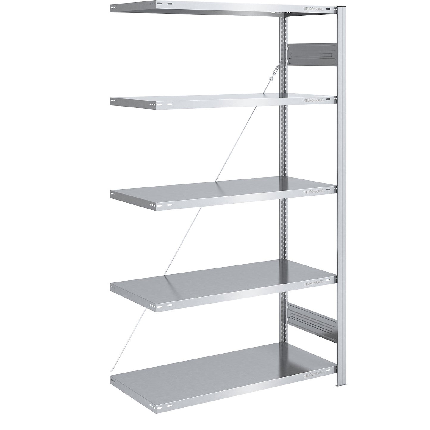 Boltless shelving unit, light duty, single-sided, HxWxD 2000 x 1000 x 600 mm, zinc plated, extension shelf unit.