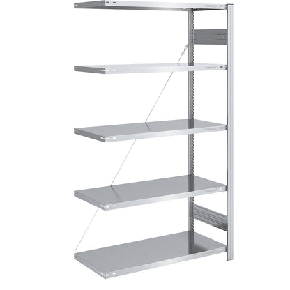 Boltless shelving unit, light duty, single-sided, HxWxD 2000 x 1000 x 600 mm, zinc plated, extension shelf unit.