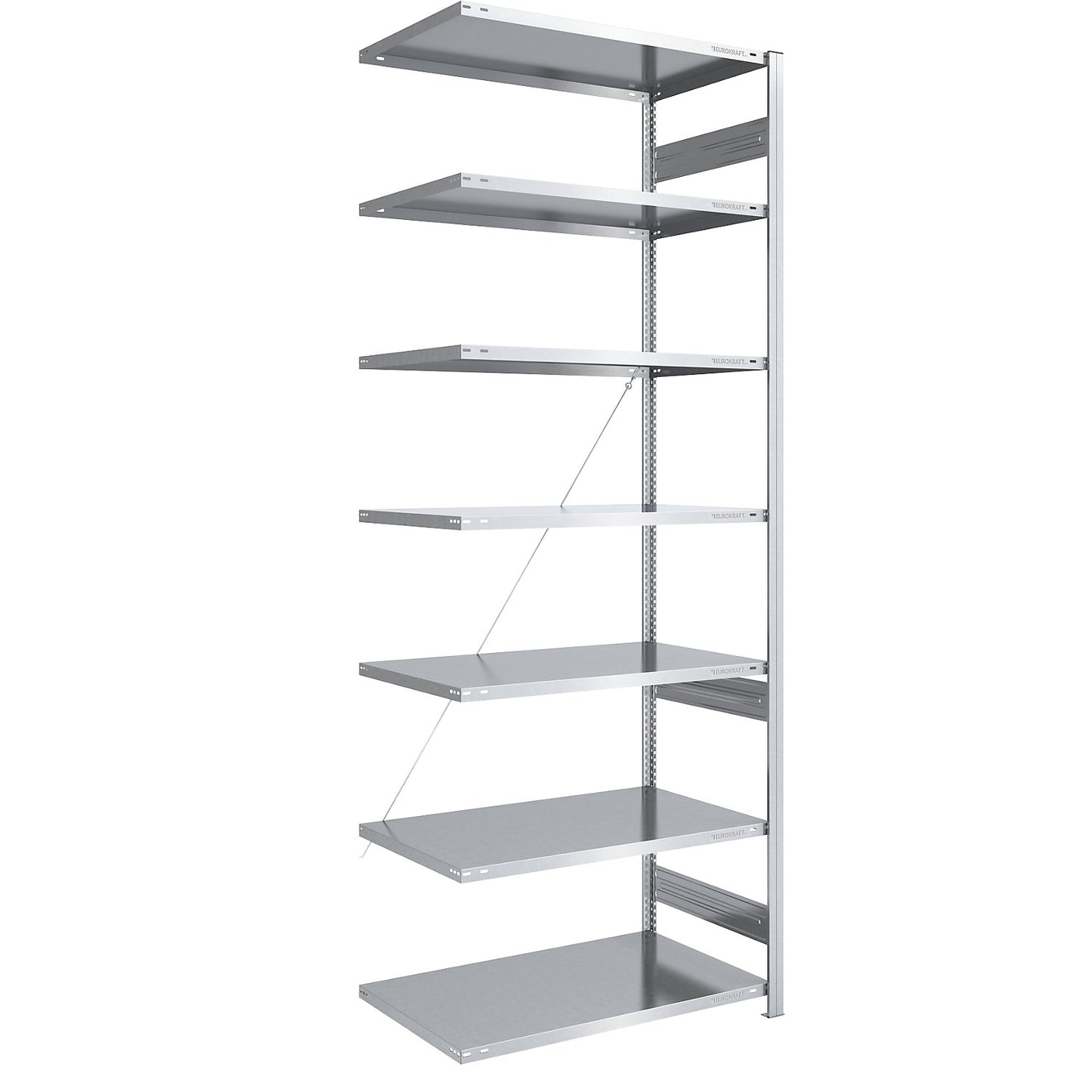 Boltless shelving unit, medium duty, single-sided, HxWxD 3000 x 1000 x 800 mm, zinc plated, extension shelf unit.