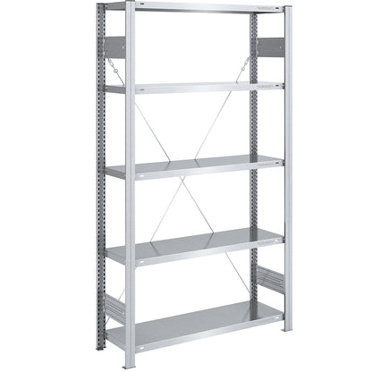 Boltless shelving unit, light duty, single-sided, HxWxD 2000 x 1000 x 400 mm, zinc plated, standard shelf unit.