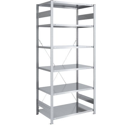 Boltless shelving unit, light duty, single-sided, HxWxD 2500 x 1000 x 800 mm, zinc plated, standard shelf unit.