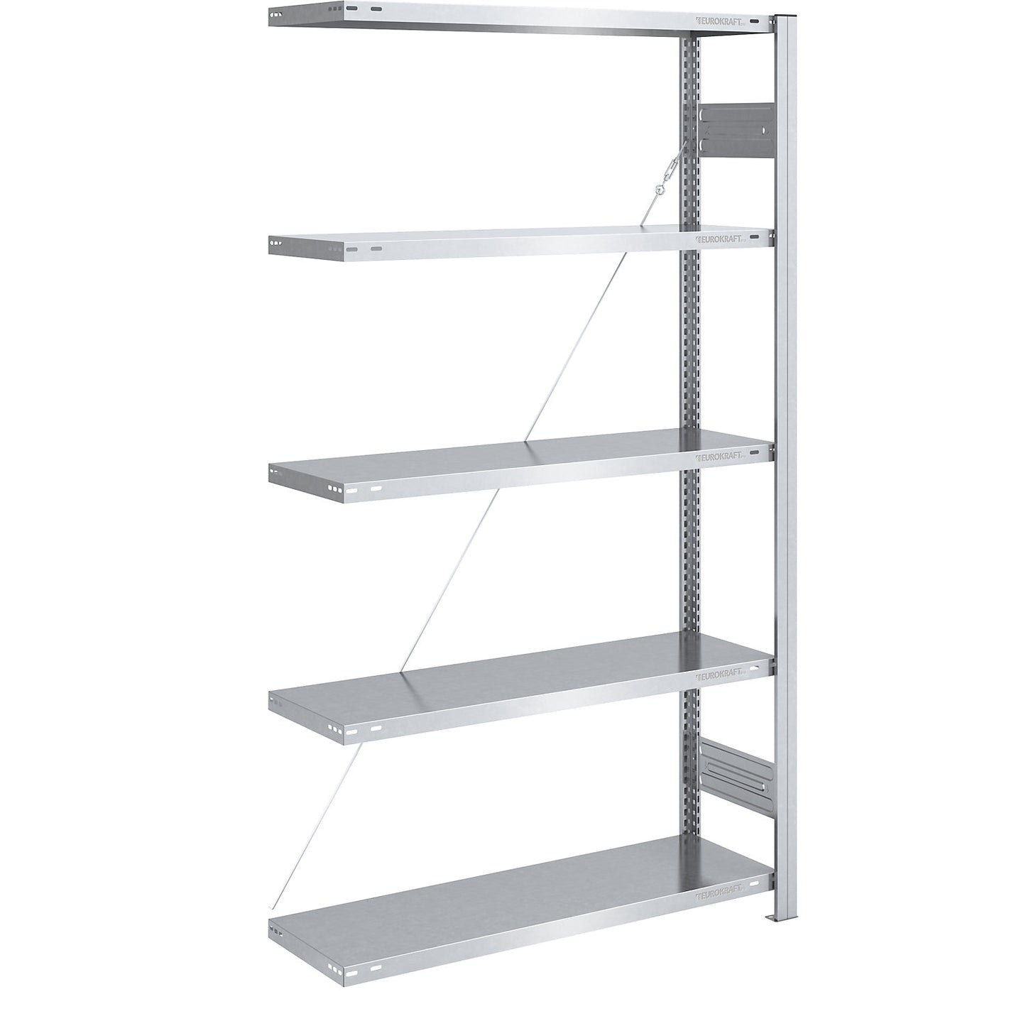 Boltless shelving unit, light duty, single-sided, HxWxD 2000 x 1000 x 400 mm, zinc plated, extension shelf unit.