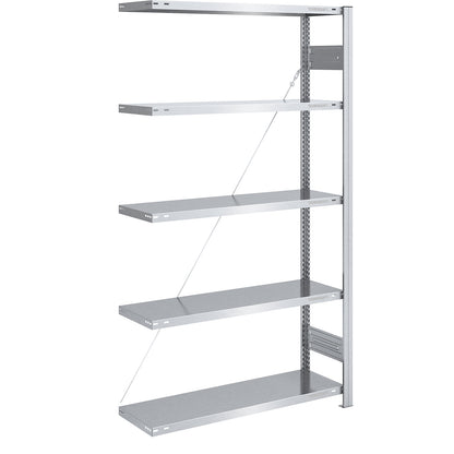 Boltless shelving unit, light duty, single-sided, HxWxD 2000 x 1000 x 400 mm, zinc plated, extension shelf unit.