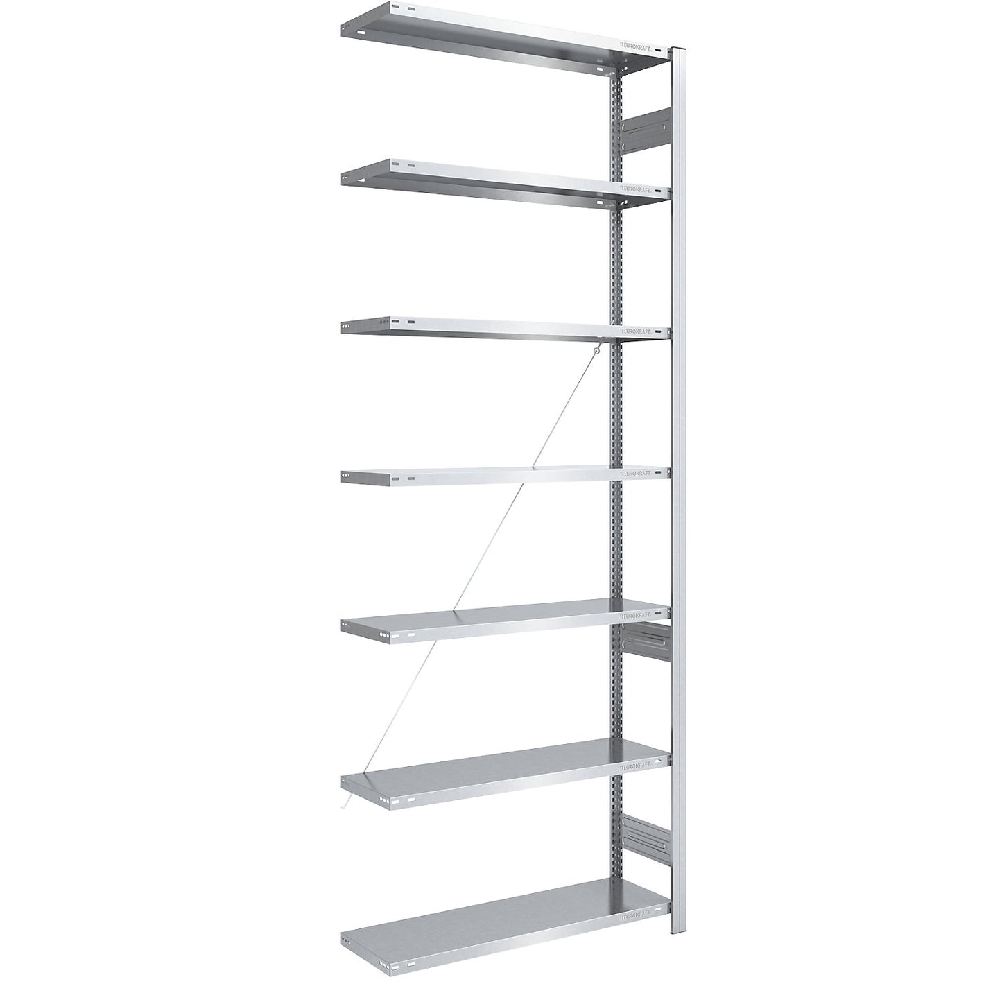 Boltless shelving unit, light duty, single-sided, HxWxD 3000 x 1000 x 400 mm, zinc plated, extension shelf unit.