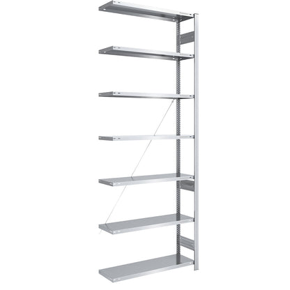 Boltless shelving unit, light duty, single-sided, HxWxD 3000 x 1000 x 400 mm, zinc plated, extension shelf unit.