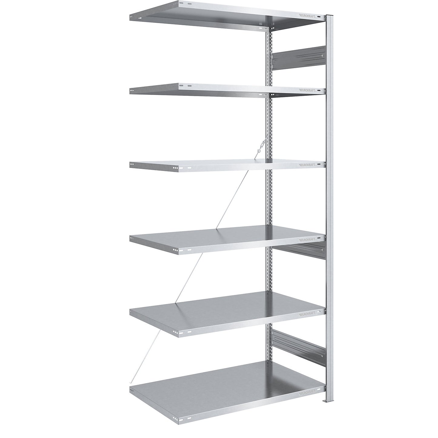 Boltless shelving unit, medium duty, single-sided, HxWxD 2500 x 1000 x 800 mm, zinc plated, extension shelf unit.