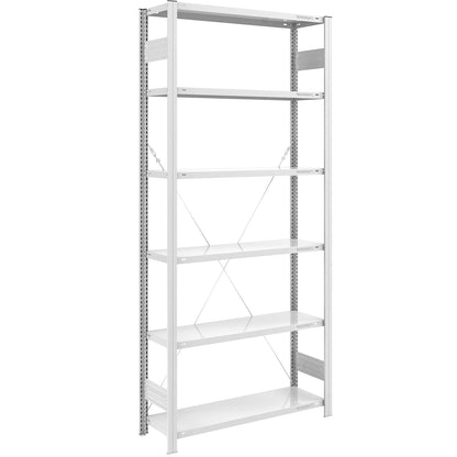 Boltless shelving unit, light duty, single-sided, HxWxD 2500 x 1000 x 400 mm, grey, standard shelf unit.