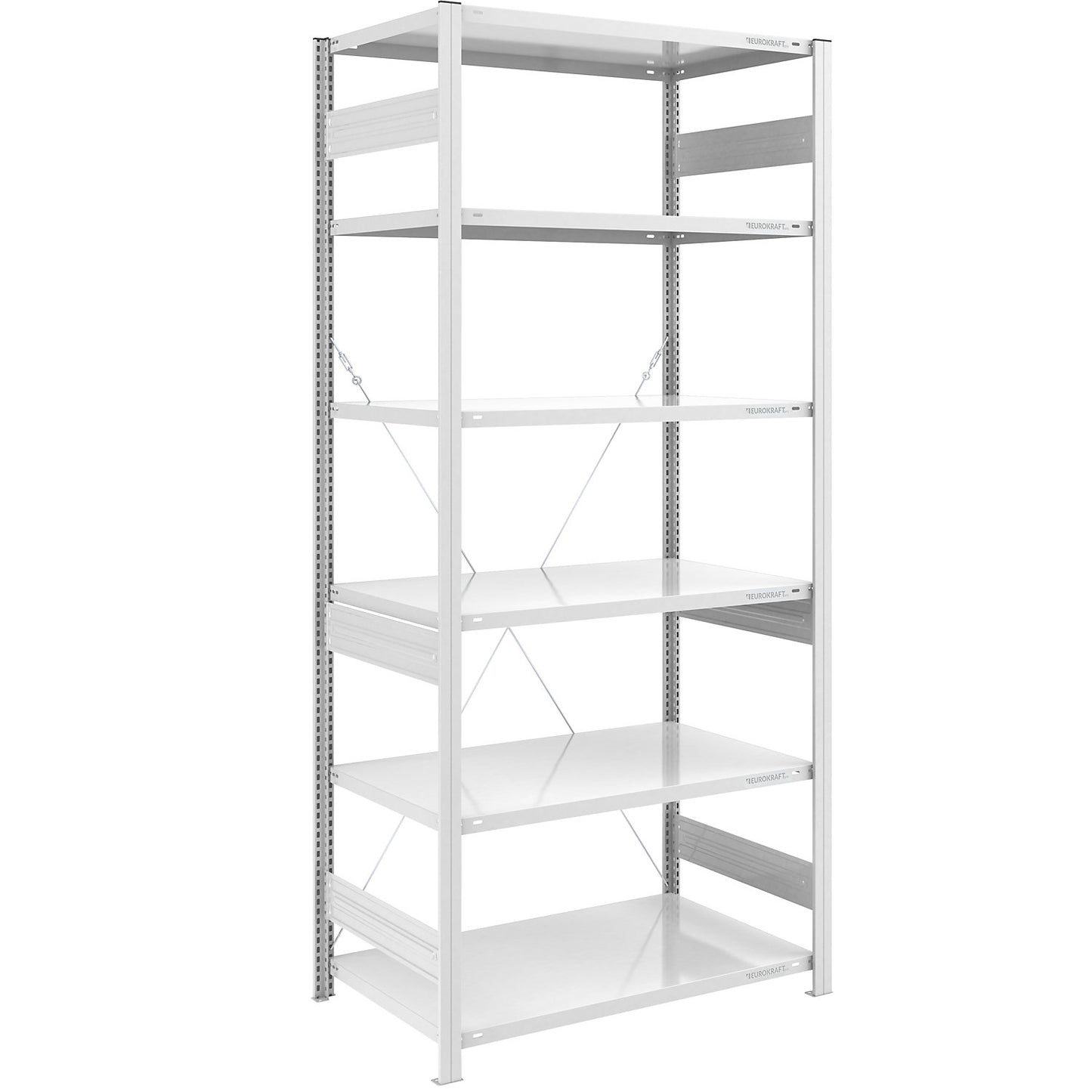 Boltless shelving unit, medium duty, single-sided, HxWxD 2500 x 1000 x 800 mm, grey, standard shelf unit.