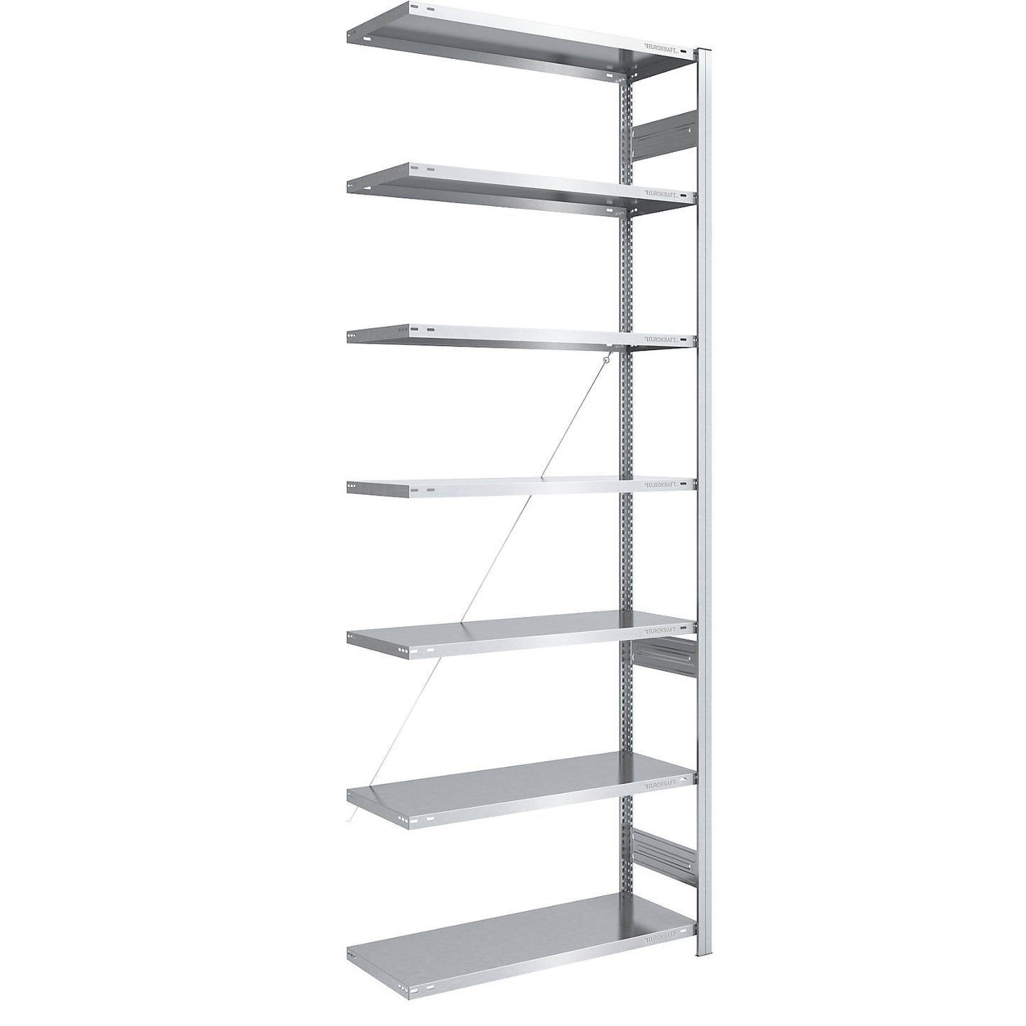 Boltless shelving unit, light duty, single-sided, HxWxD 3000 x 1000 x 500 mm, zinc plated, extension shelf unit.