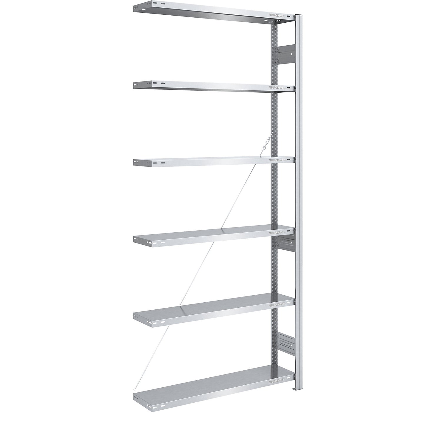 Boltless shelving unit, medium duty, single-sided, HxWxD 2500 x 1000 x 300 mm, zinc plated, extension shelf unit.