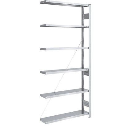 Boltless shelving unit, medium duty, single-sided, HxWxD 2500 x 1000 x 300 mm, zinc plated, extension shelf unit.
