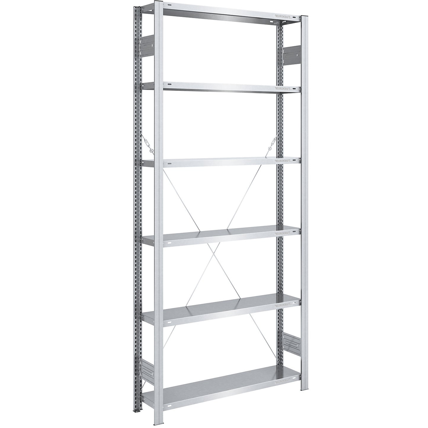 Boltless shelving unit, light duty, single-sided, HxWxD 2500 x 1000 x 300 mm, zinc plated, standard shelf unit.