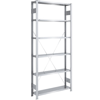 Boltless shelving unit, light duty, single-sided, HxWxD 2500 x 1000 x 300 mm, zinc plated, standard shelf unit.