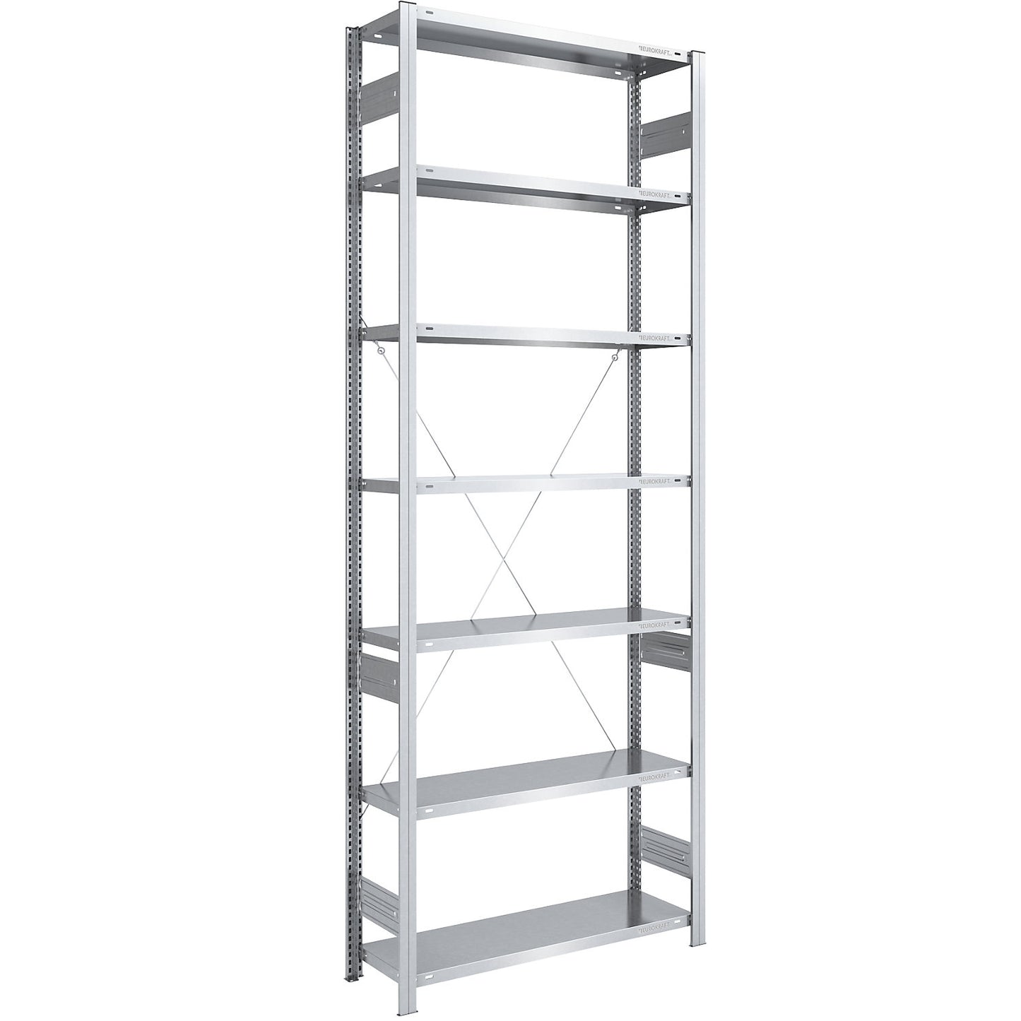Boltless shelving unit, light duty, single-sided, HxWxD 3000 x 1000 x 400 mm, zinc plated, standard shelf unit.