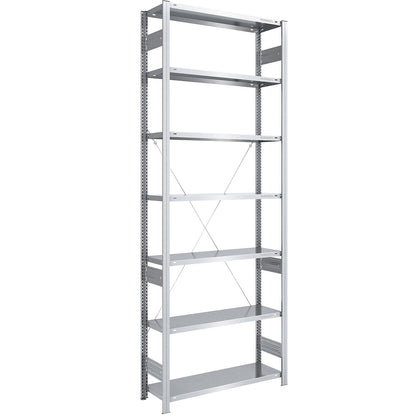 Boltless shelving unit, light duty, single-sided, HxWxD 3000 x 1000 x 400 mm, zinc plated, standard shelf unit.