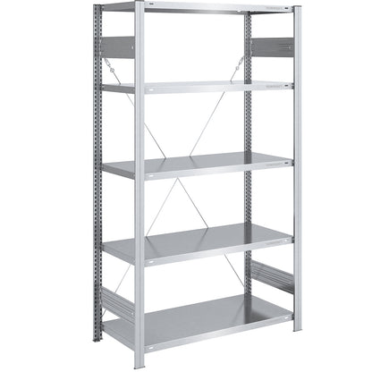 Boltless shelving unit, light duty, single-sided, HxWxD 2000 x 1000 x 600 mm, zinc plated, standard shelf unit.