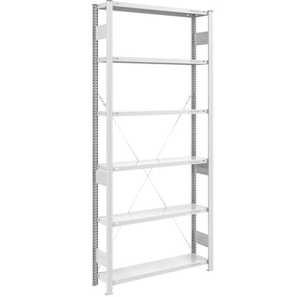 Boltless shelving unit, medium duty, single-sided, HxWxD 2500 x 1000 x 300 mm, grey, standard shelf unit.