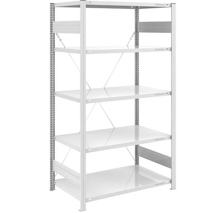 Boltless shelving unit, light duty, single-sided, HxWxD 2000 x 1000 x 800 mm, grey, standard shelf unit.