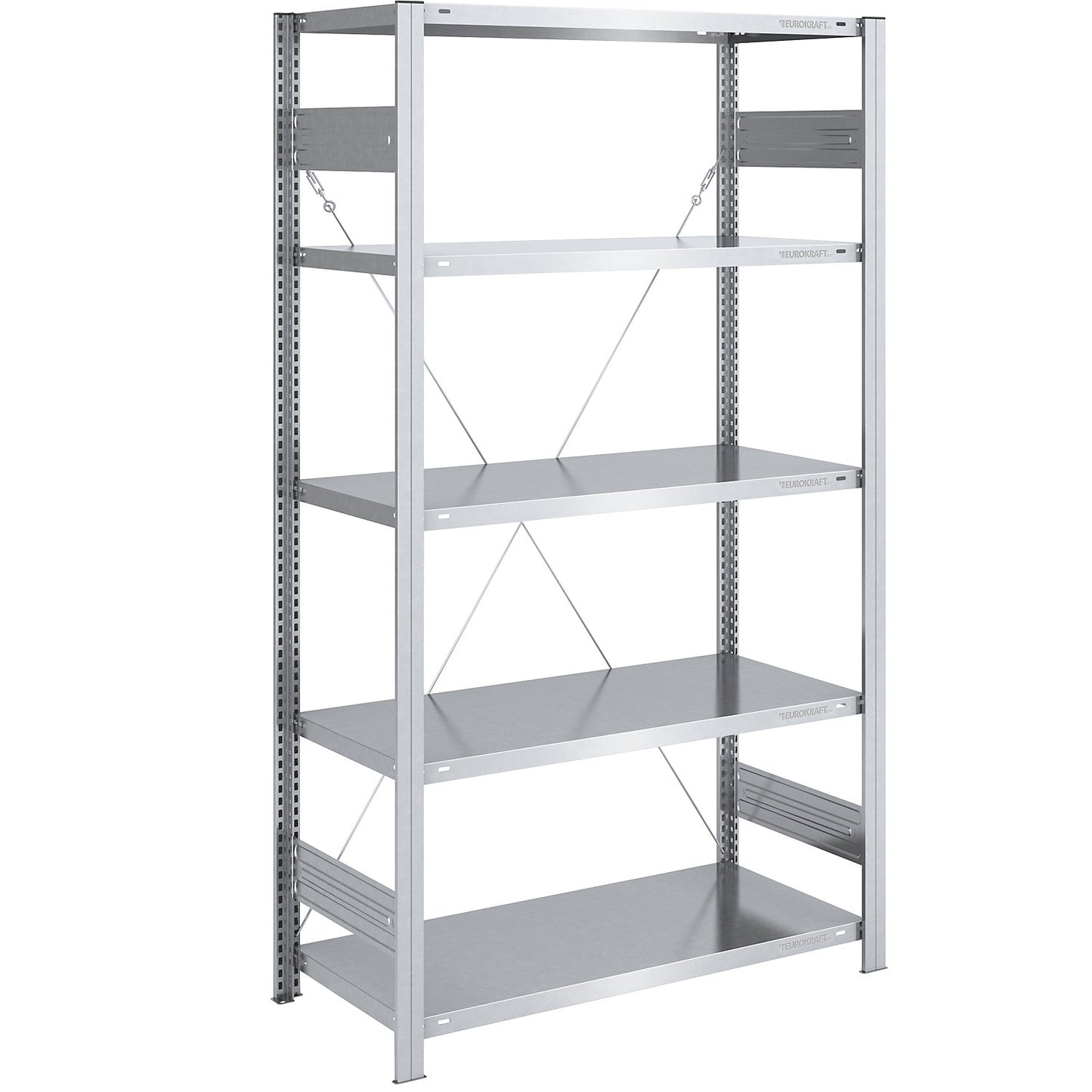 Boltless shelving unit, medium duty, single-sided, HxWxD 2000 x 1000 x 600 mm, zinc plated, standard shelf unit.