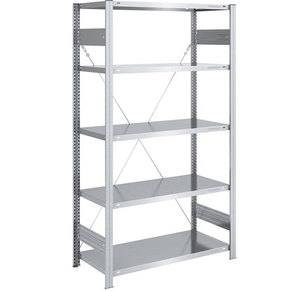 Boltless shelving unit, medium duty, single-sided, HxWxD 2000 x 1000 x 600 mm, zinc plated, standard shelf unit.