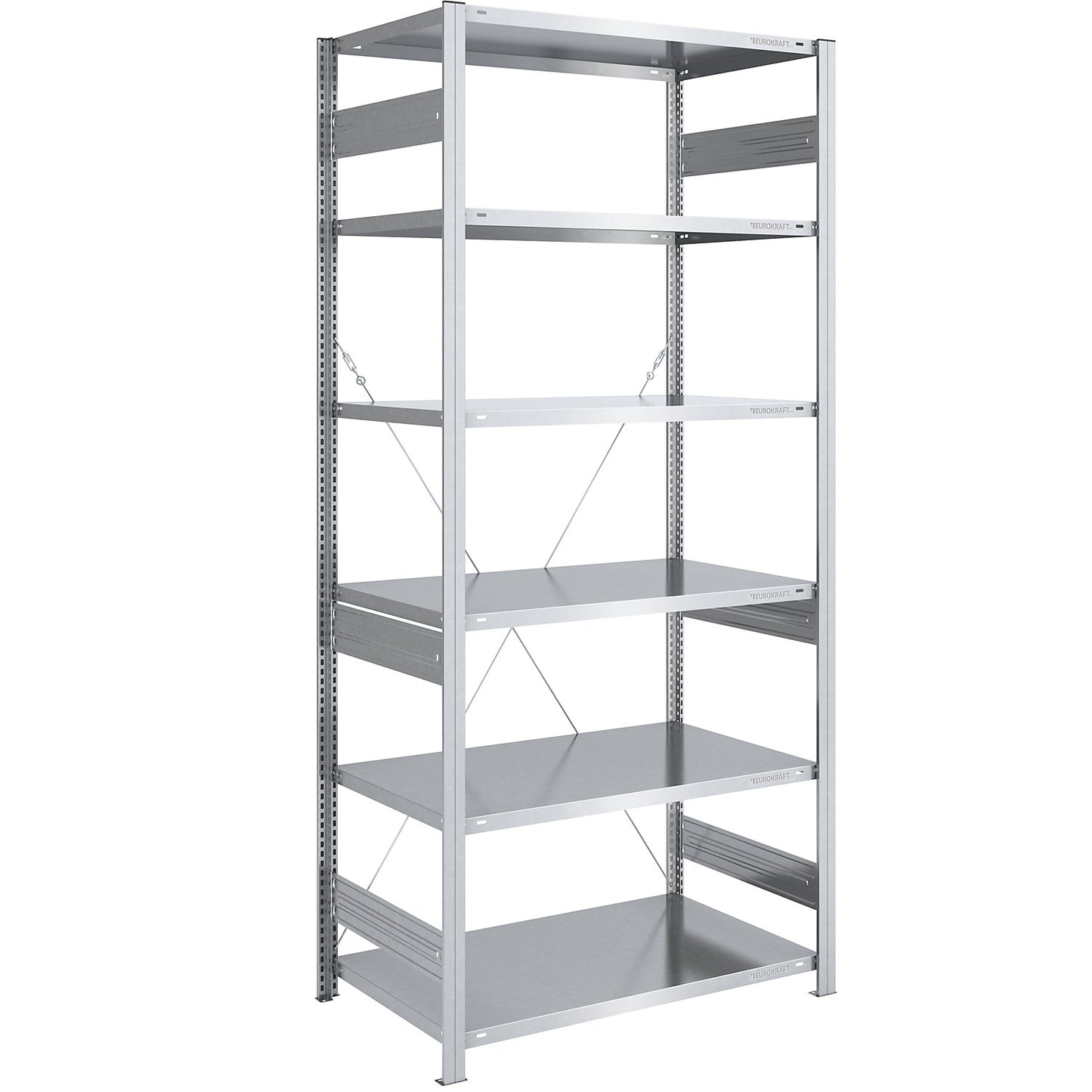 Boltless shelving unit, medium duty, single-sided, HxWxD 2500 x 1000 x 800 mm, zinc plated, standard shelf unit.