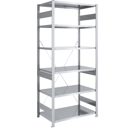 Boltless shelving unit, medium duty, single-sided, HxWxD 2500 x 1000 x 800 mm, zinc plated, standard shelf unit.