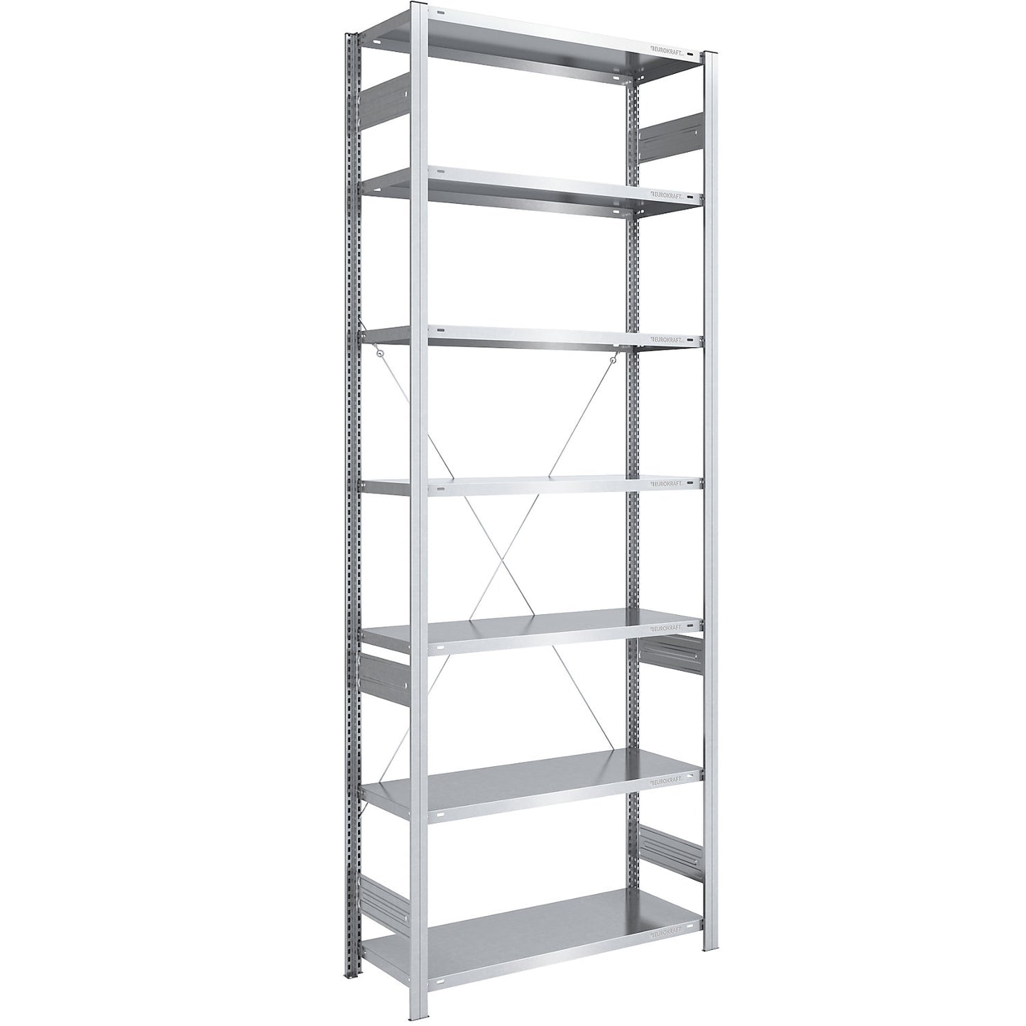 Boltless shelving unit, light duty, single-sided, HxWxD 3000 x 1000 x 500 mm, zinc plated, standard shelf unit.