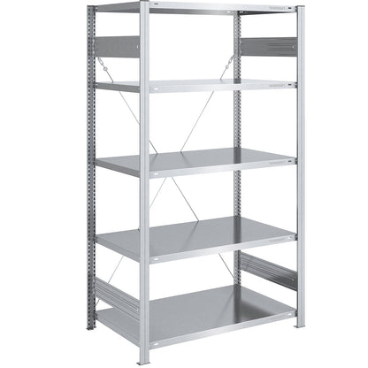 Boltless shelving unit, medium duty, single-sided, HxWxD 2000 x 1000 x 800 mm, zinc plated, standard shelf unit.