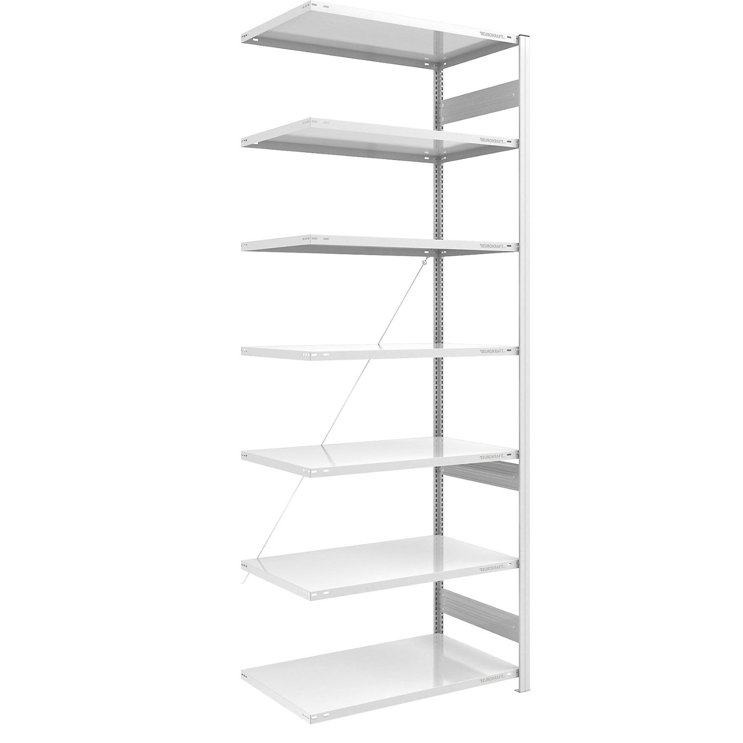 Boltless shelving unit, light duty, single-sided, HxWxD 3000 x 1000 x 800 mm, grey, extension shelf unit.