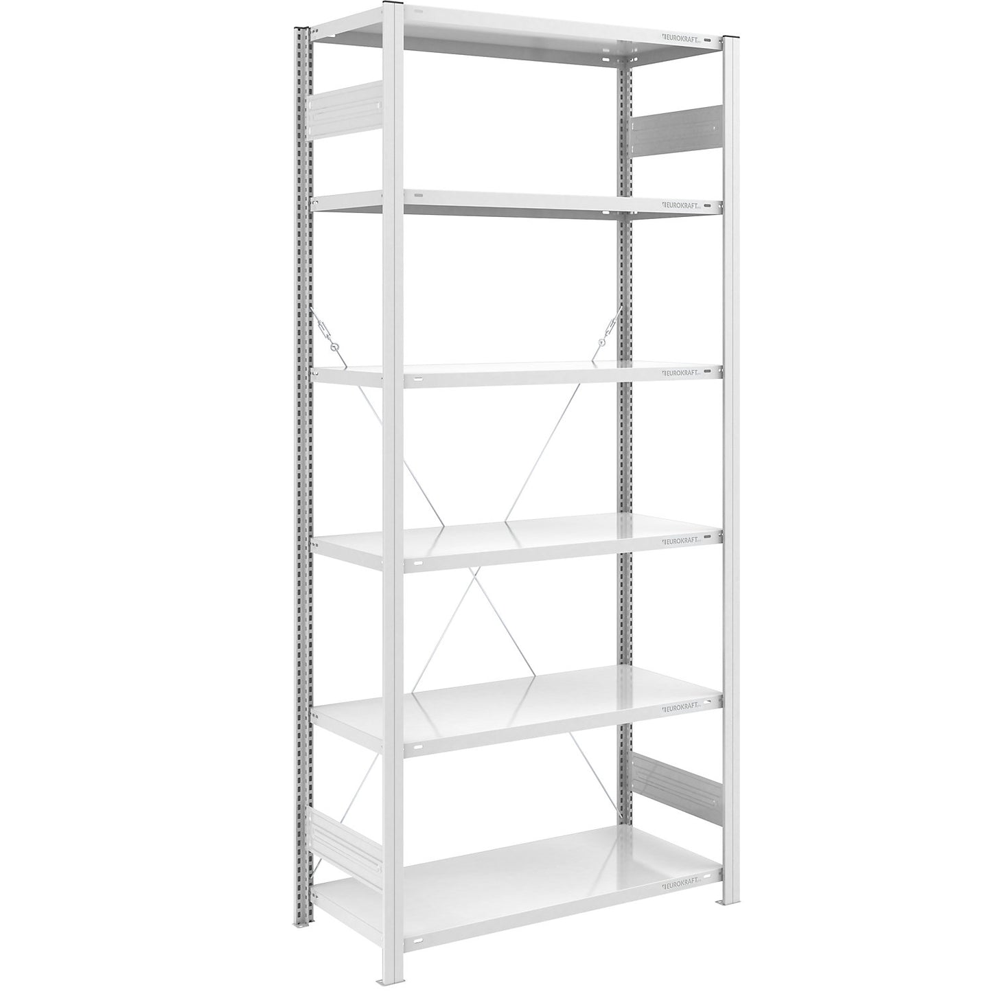 Boltless shelving unit, light duty, single-sided, HxWxD 2500 x 1000 x 600 mm, grey, standard shelf unit.