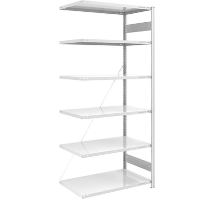 Boltless shelving unit, light duty, single-sided, HxWxD 2500 x 1000 x 800 mm, grey, extension shelf unit.