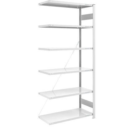 Boltless shelving unit, light duty, single-sided, HxWxD 2500 x 1000 x 600 mm, grey, extension shelf unit.