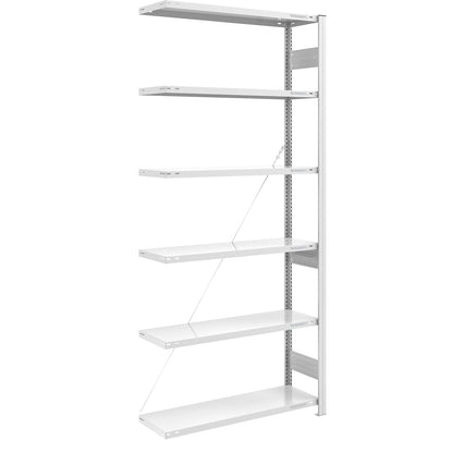 Boltless shelving unit, medium duty, single-sided, HxWxD 2500 x 1000 x 400 mm, grey, extension shelf unit.