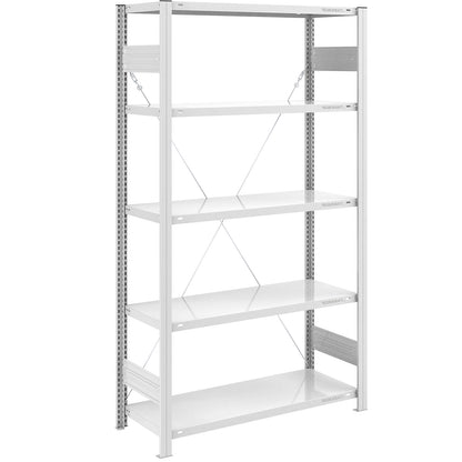 Boltless shelving unit, light duty, single-sided, HxWxD 2000 x 1000 x 500 mm, grey, standard shelf unit.
