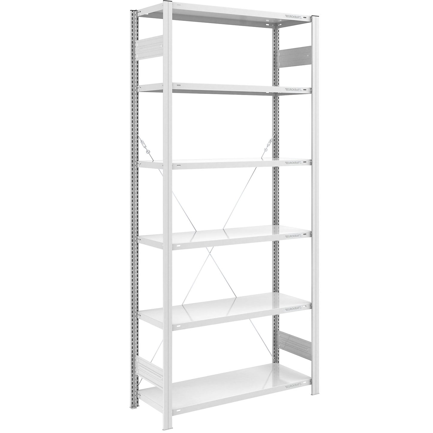 Boltless shelving unit, light duty, single-sided, HxWxD 2500 x 1000 x 500 mm, grey, standard shelf unit.
