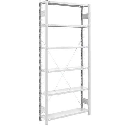 Boltless shelving unit, light duty, single-sided, HxWxD 2500 x 1000 x 300 mm, grey, standard shelf unit.
