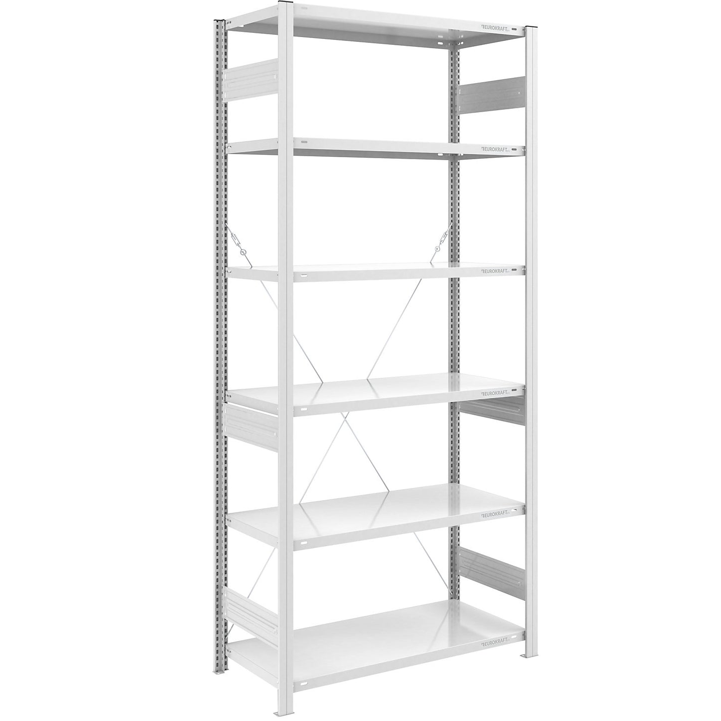 Boltless shelving unit, medium duty, single-sided, HxWxD 2500 x 1000 x 600 mm, grey, standard shelf unit.